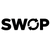 Black 'SWOP' logo text with a circular arrow graphic inside the O, on a solid white background.
